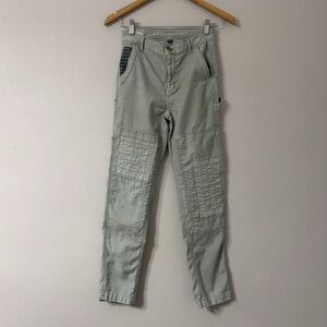 American Eagle Sage Green Cargo Pants Quilted Knee Patchwork Stretch Size 00